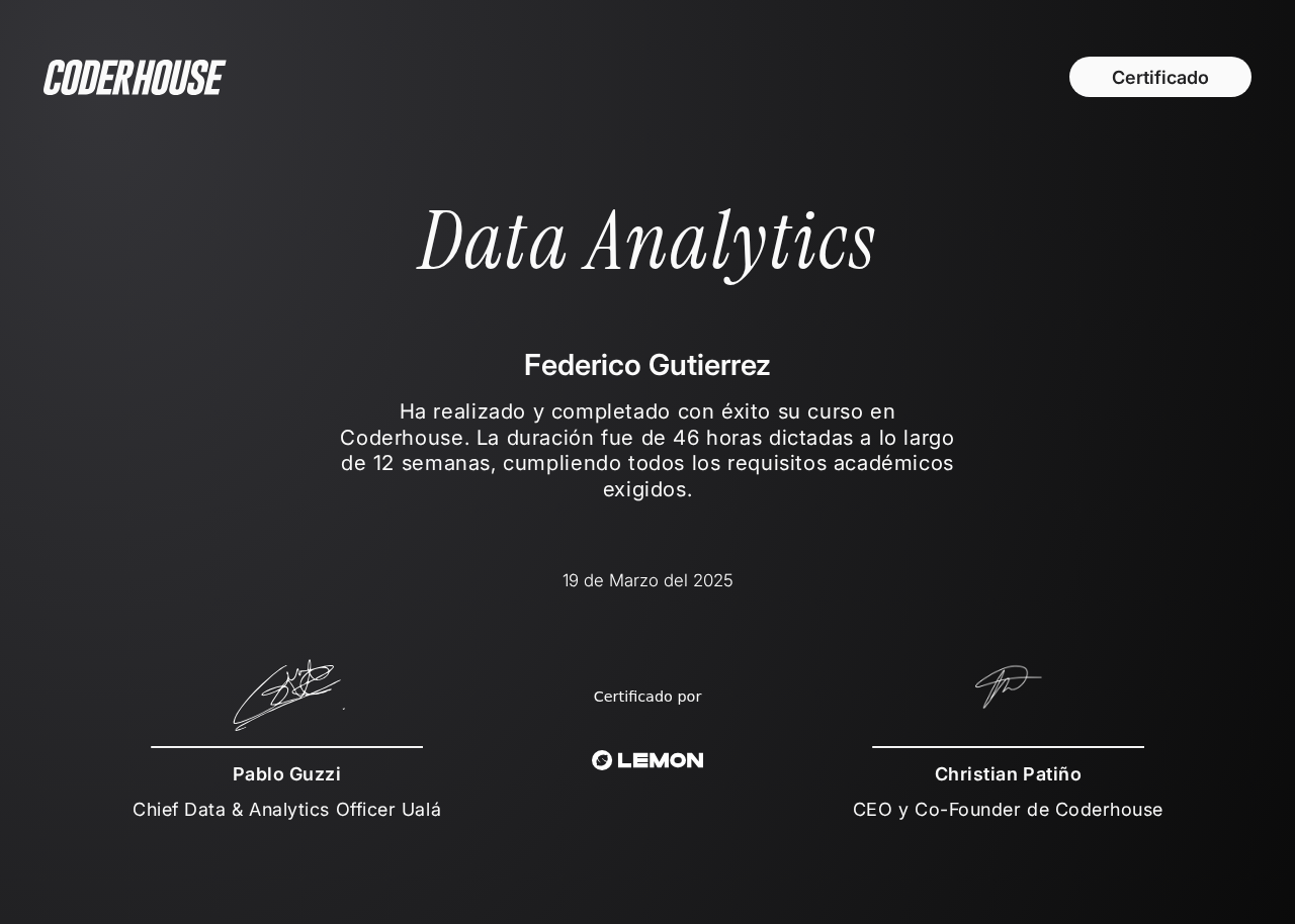 Certificado Data Analytics