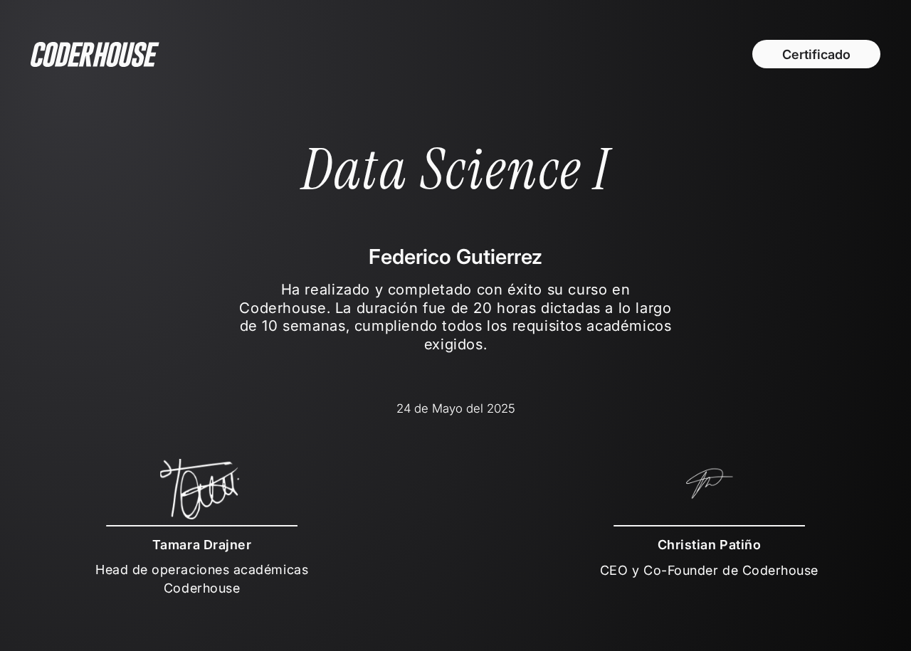 Certificado Data Science I