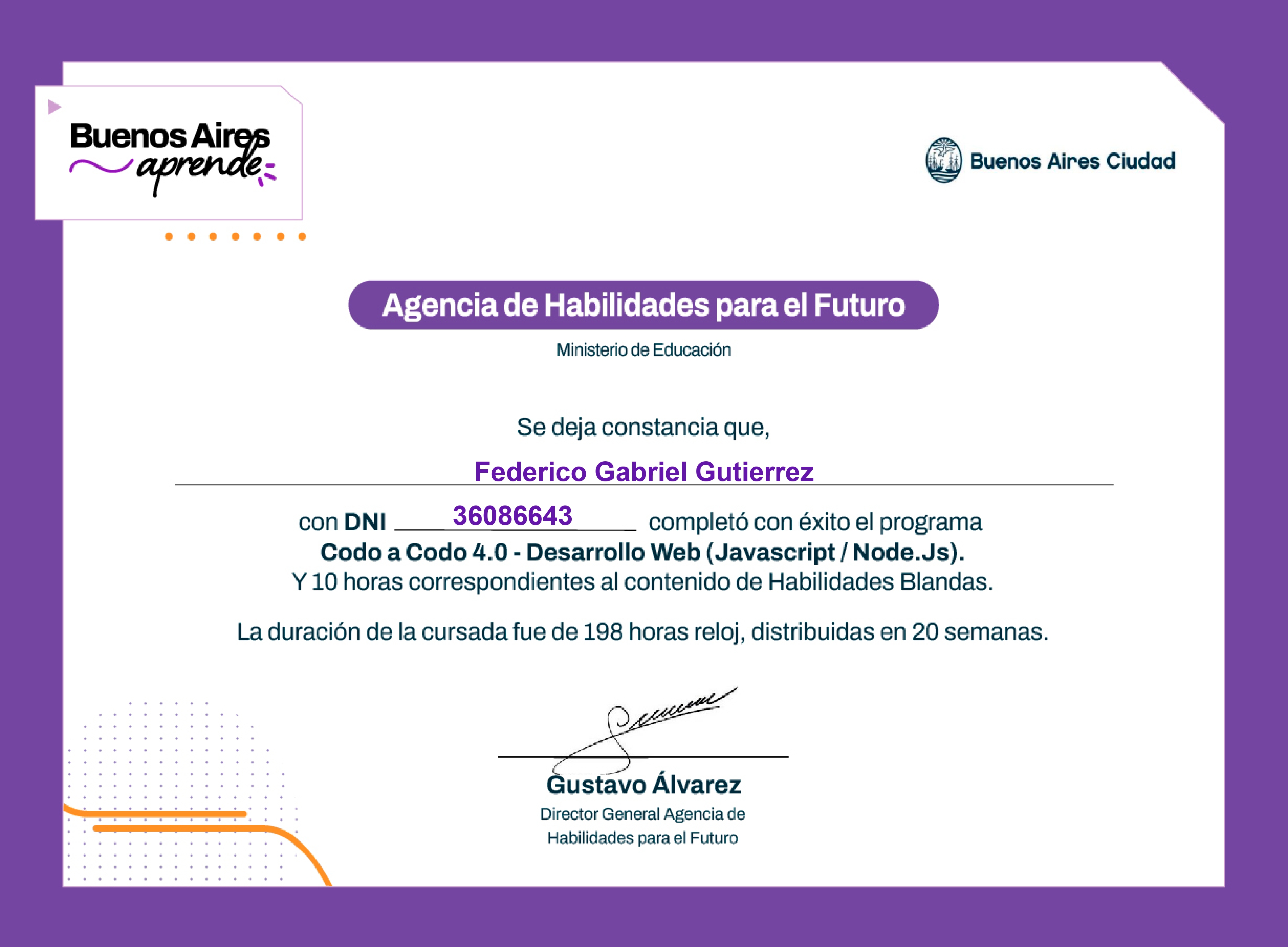 Certificado Desarrollo Web (Js / NodeJS)
