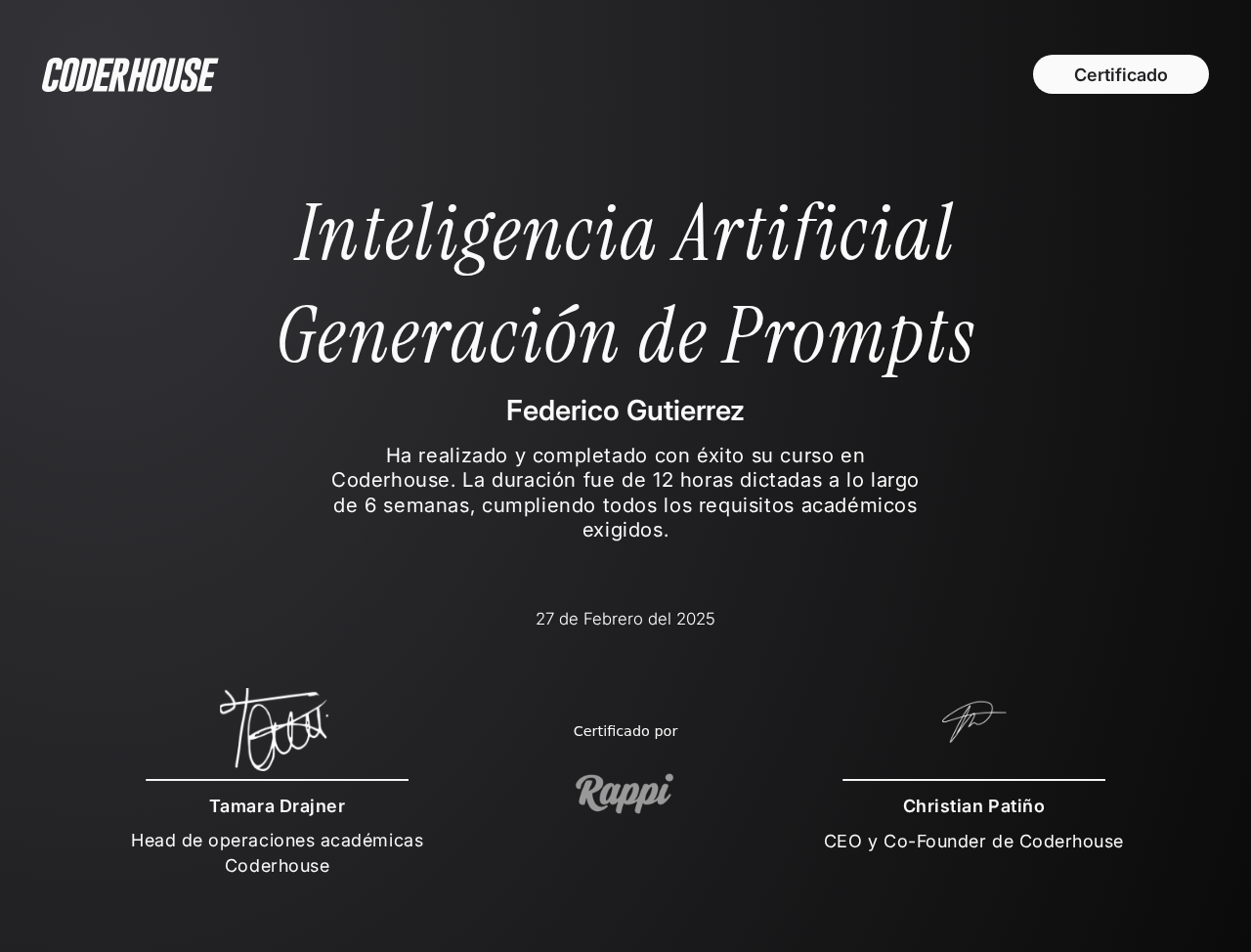 Certificado IA: Generación de Prompts