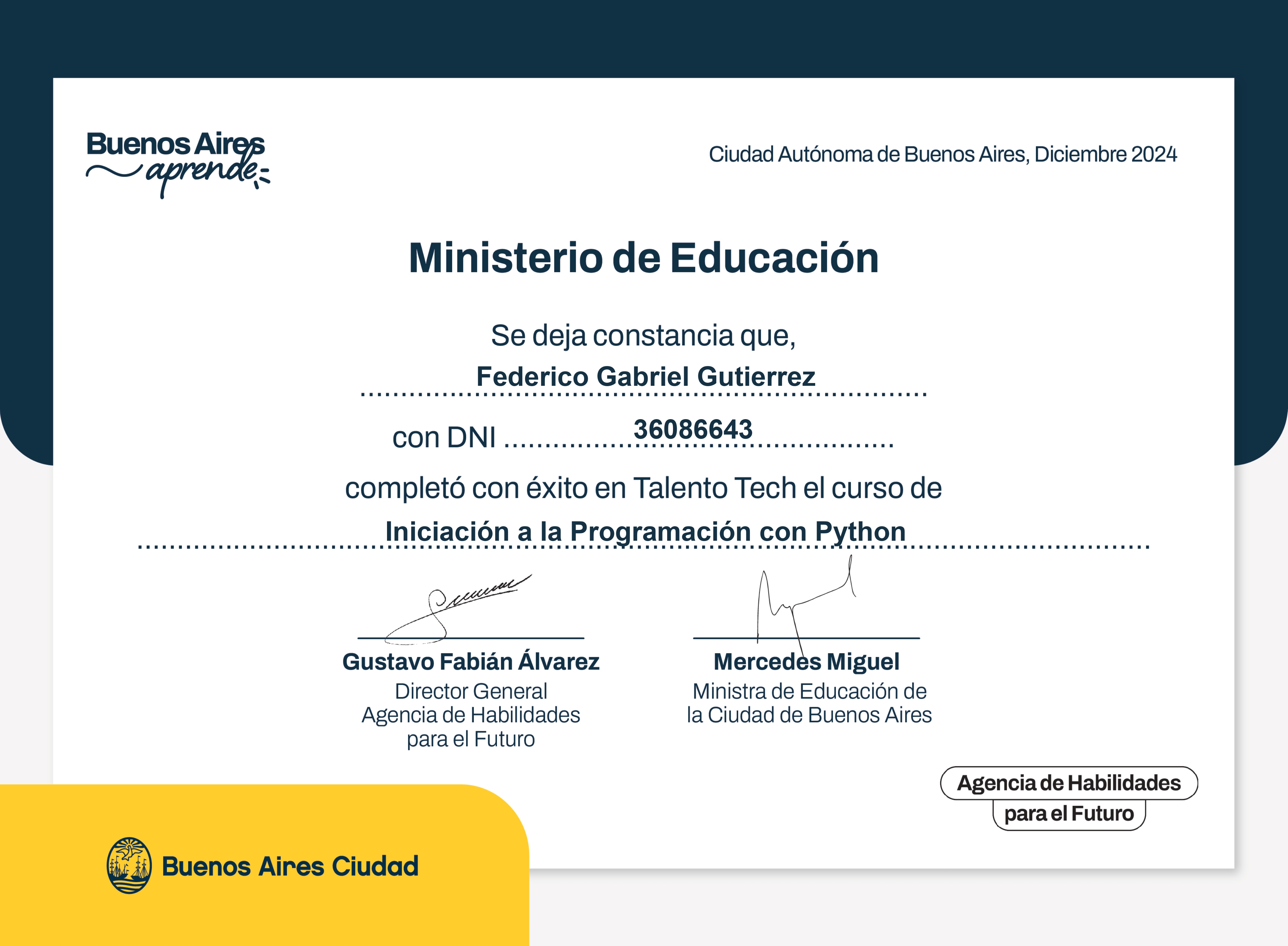 Certificado Iniciacion a la Programación Python