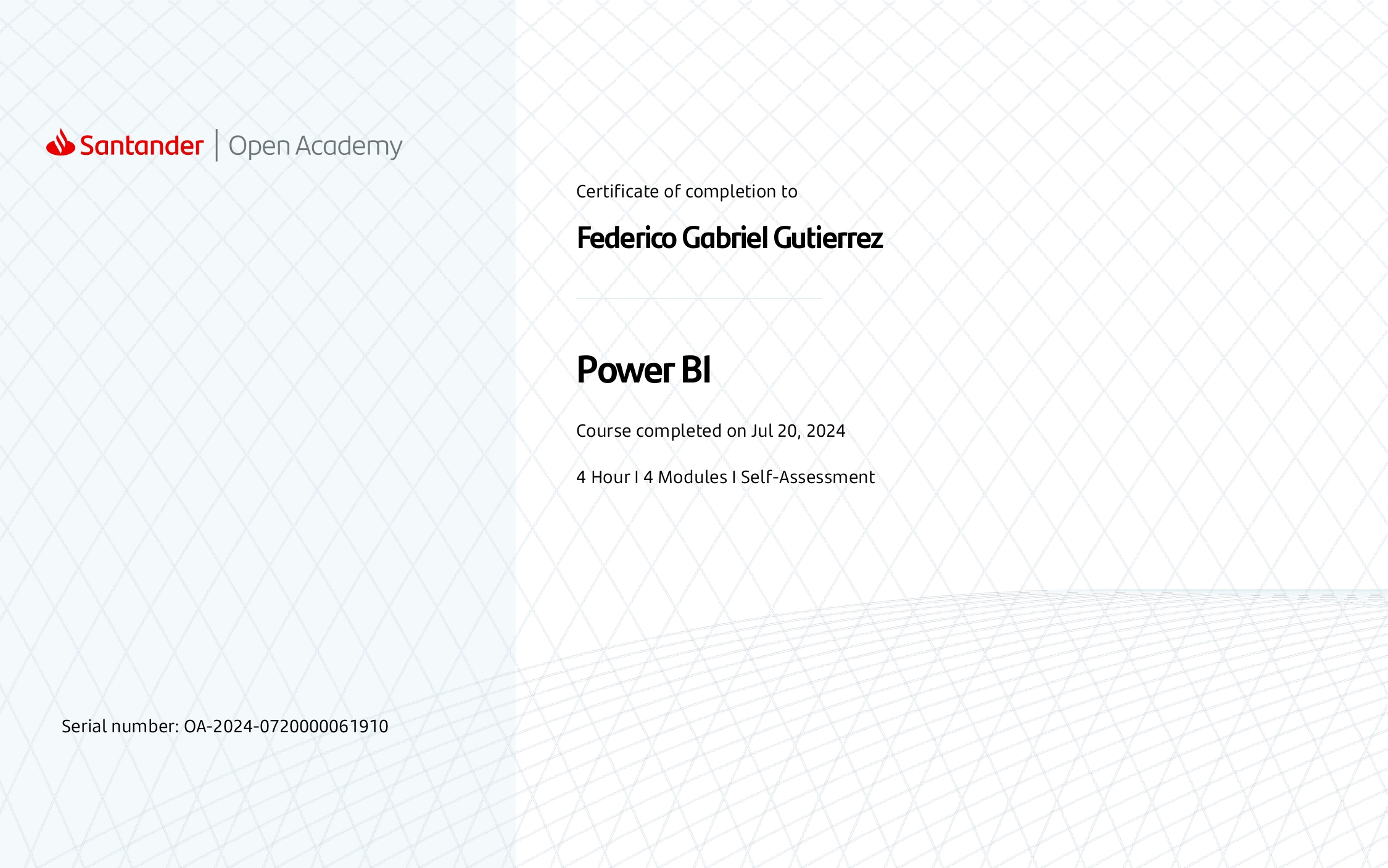 Certificado Power Bi