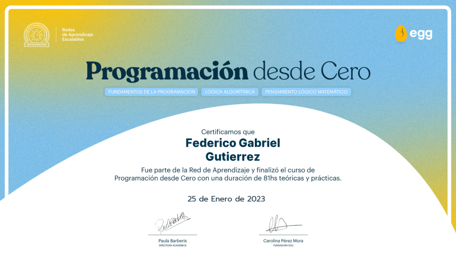 Certificado Programacion desde Cero