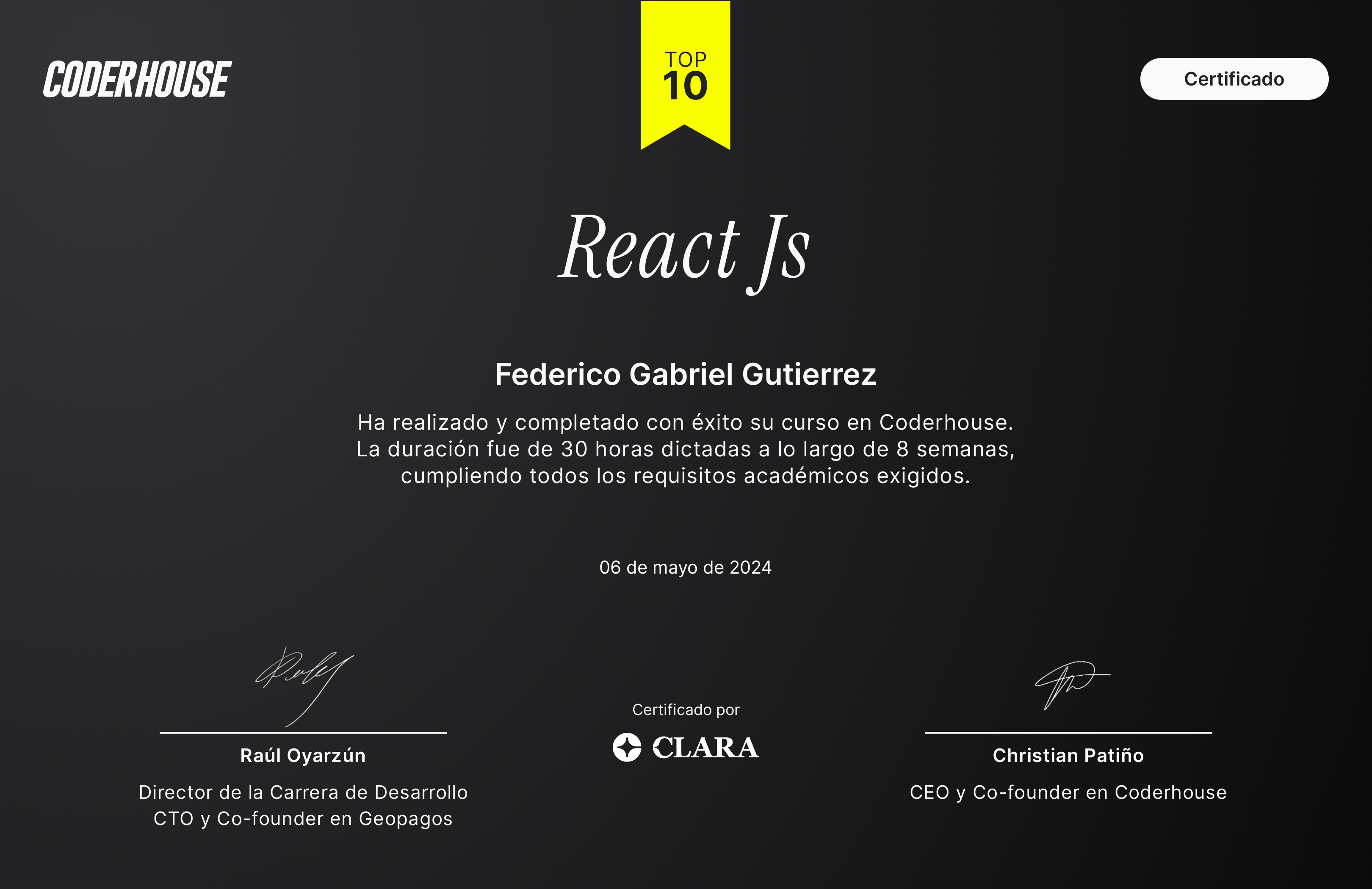 Certificado React Js